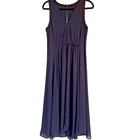 Ann Taylor Size MT Black‎ Sleeveless Dress Floral Sheer Overlay Long Formal - Picture 1 of 15